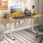 Adjustable Electric Standing Desk with Cable Management Hole 55 Inch