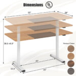 Adjustable Electric Standing Desk with Cable Management Hole 55 Inch