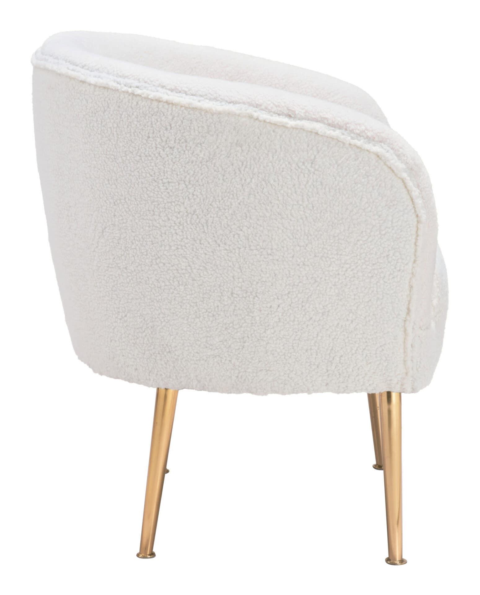 Beige Sherpa Accent Chair with Gold Legs and Armrests 3 Beige Sherpa Accent Chair with Gold Legs and Armrests - Image 3