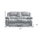 Light Gray Manual Reclining Loveseat With Storage and Cup Holders