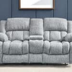 Light Gray Manual Reclining Loveseat With Storage and Cup Holders