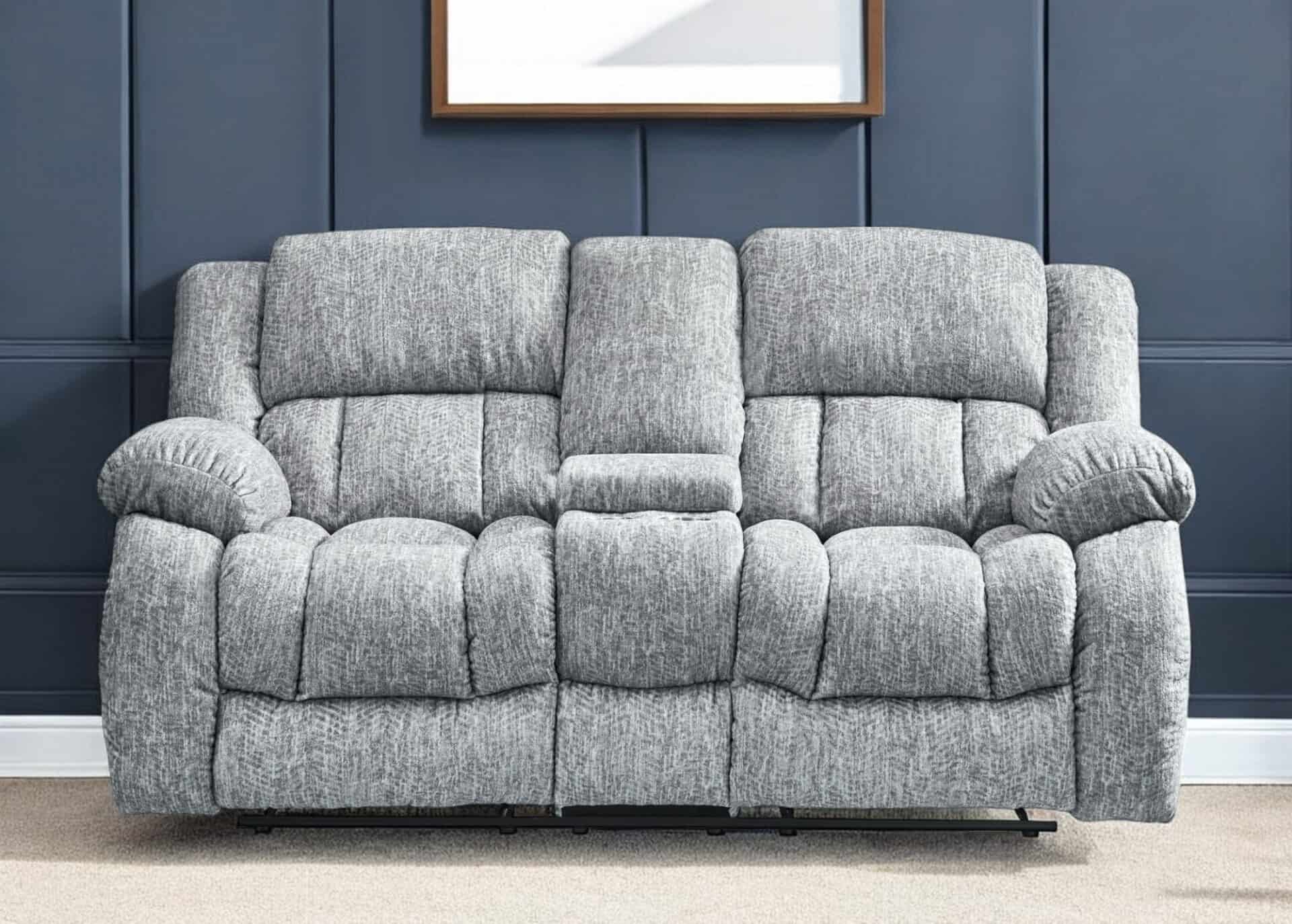 Light Gray Manual Reclining Loveseat With Storage and Cup Holders 1 Light Gray Manual Reclining Loveseat With Storage and Cup Holders
