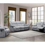 Light Gray Manual Reclining Loveseat With Storage and Cup Holders
