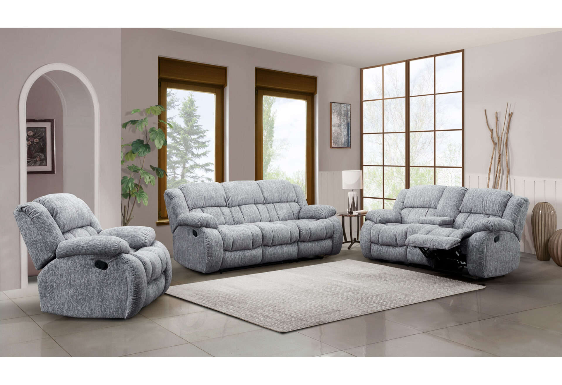 Light Gray Manual Reclining Loveseat With Storage and Cup Holders 8 Light Gray Manual Reclining Loveseat With Storage and Cup Holders - Image 8