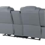 Light Gray Faux Leather Power Reclining Loveseat With Storage
