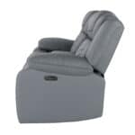 Light Gray Faux Leather Power Reclining Loveseat With Storage