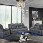 Light Gray Faux Leather Power Reclining Loveseat With Storage