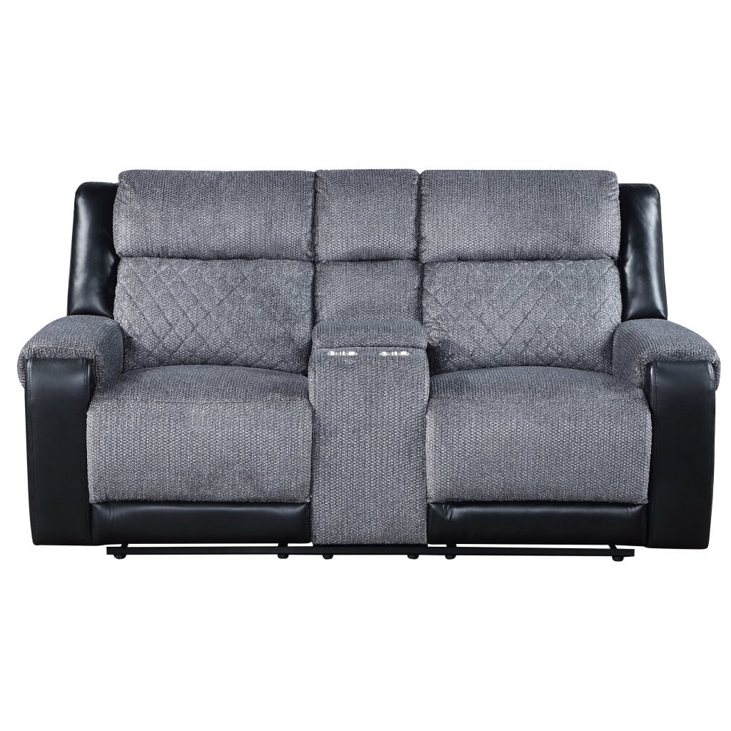 Gray and Black Reclining Loveseat With Storage and Cup Holders 2 Gray and Black Reclining Loveseat With Storage and Cup Holders - Image 2