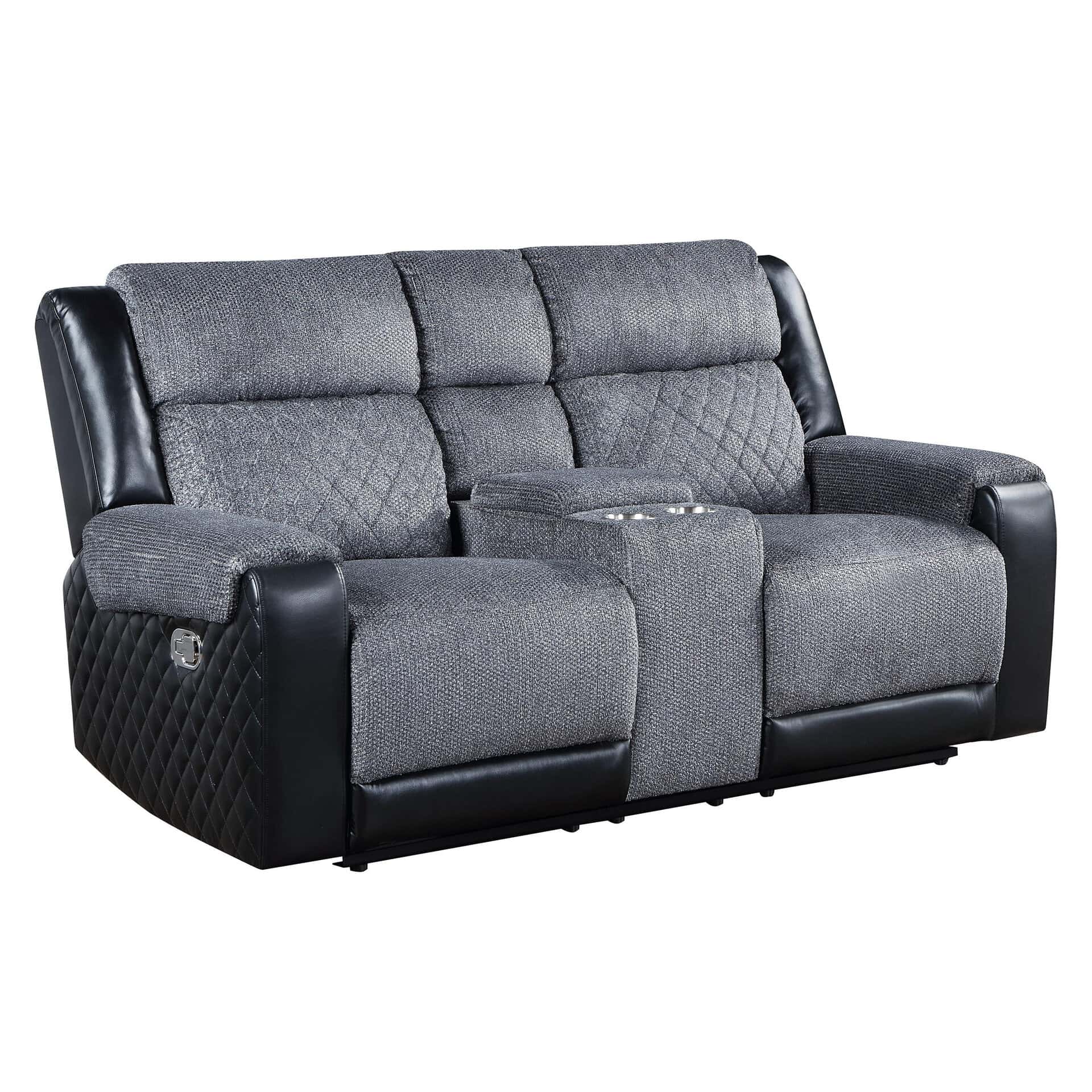 Gray and Black Reclining Loveseat With Storage and Cup Holders 12 Gray and Black Reclining Loveseat With Storage and Cup Holders