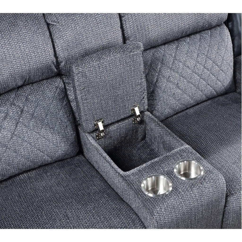 Gray and Black Reclining Loveseat With Storage and Cup Holders 7 Gray and Black Reclining Loveseat With Storage and Cup Holders - Image 7
