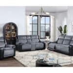 Gray and Black Reclining Loveseat With Storage and Cup Holders 18 Gray and Black Reclining Loveseat With Storage and Cup Holders