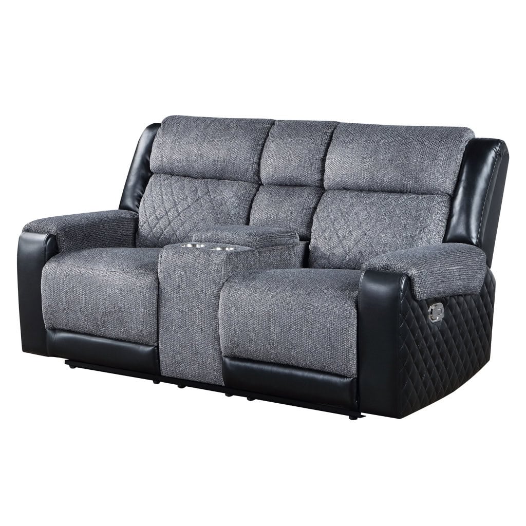 Gray and Black Reclining Loveseat With Storage and Cup Holders 4 Gray and Black Reclining Loveseat With Storage and Cup Holders - Image 4