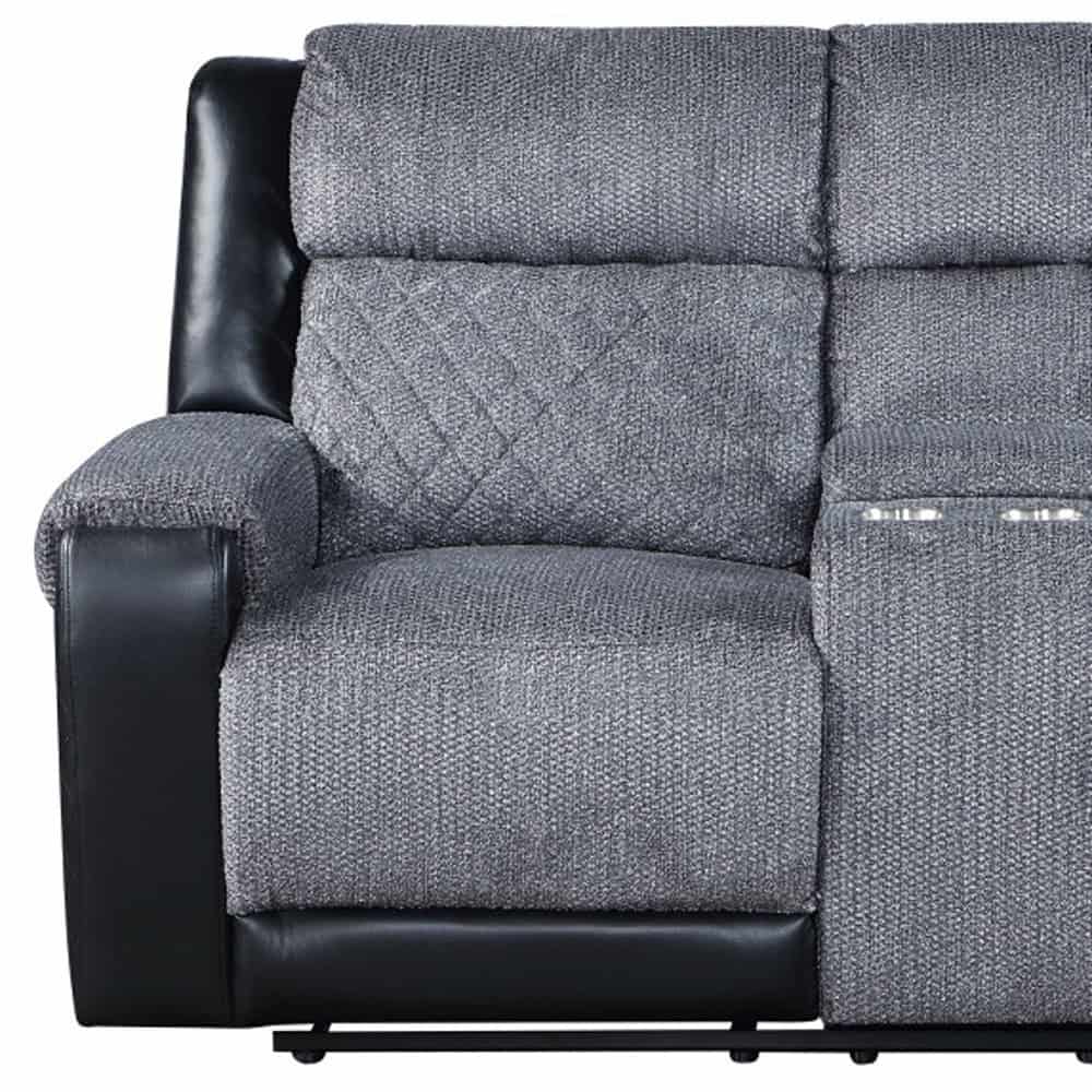 Gray and Black Reclining Loveseat With Storage and Cup Holders 5 Gray and Black Reclining Loveseat With Storage and Cup Holders - Image 5