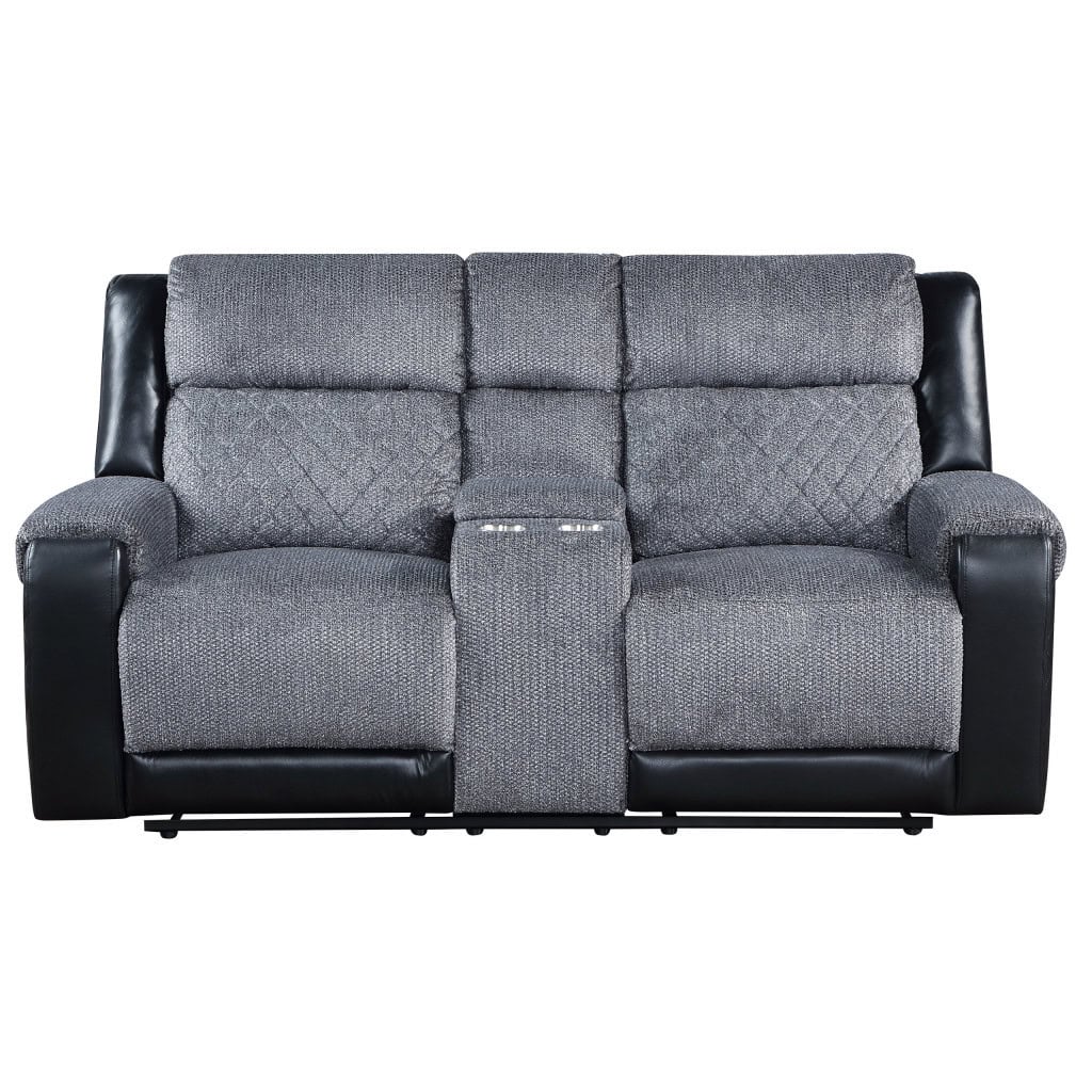 Gray and Black Reclining Loveseat With Storage and Cup Holders 6 Gray and Black Reclining Loveseat With Storage and Cup Holders - Image 6