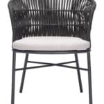 Modern Black Outdoor Dining Chair Weather Resistant (Set of 2)