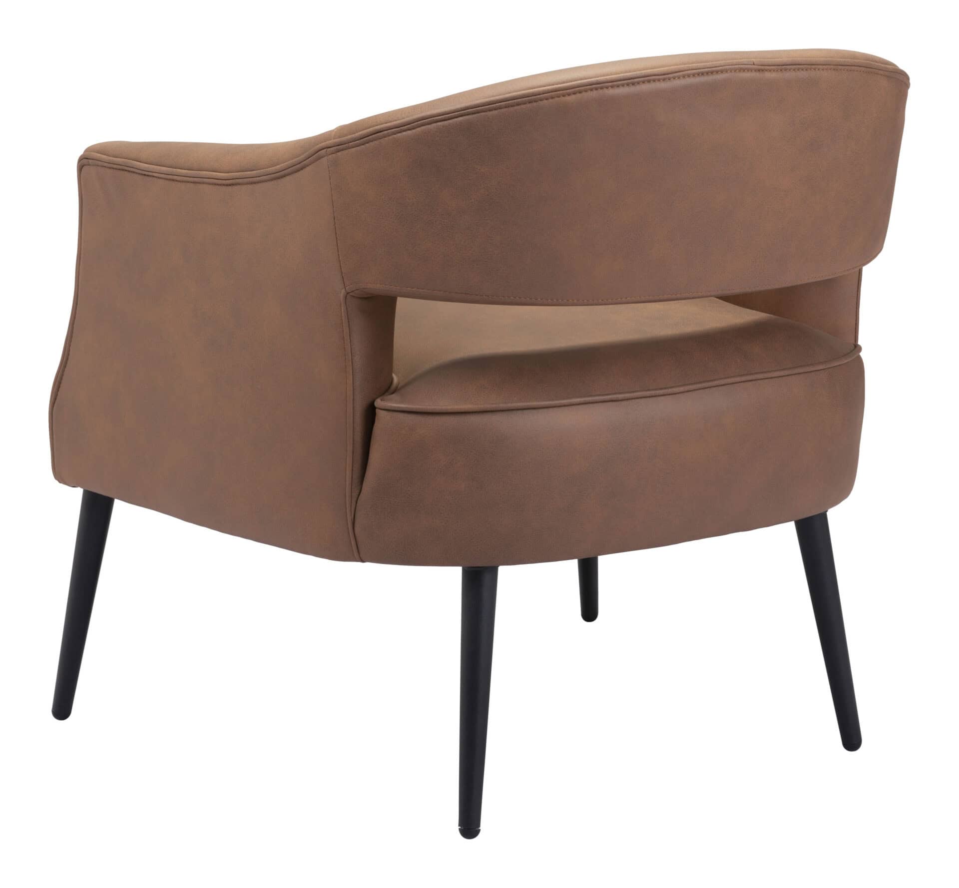 Vintage Brown Boho Faux Leather Accent Chair with Steel Legs 6 Vintage Brown Boho Faux Leather Accent Chair with Steel Legs - Image 6