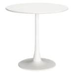 Round White Dining Table with Sunburst Design and Steel Frame