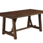 Burnished Dark Oak Rubberwood Farmhouse Trestle Dining Table 10 Burnished Dark Oak Rubberwood Farmhouse Trestle Dining Table