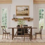 Burnished Dark Oak Rubberwood Farmhouse Trestle Dining Table 9 Burnished Dark Oak Rubberwood Farmhouse Trestle Dining Table