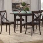 Round Farmhouse Dining Table Burnished Dark Oak Rubberwood Veneer 9 Round Farmhouse Dining Table Burnished Dark Oak Rubberwood Veneer