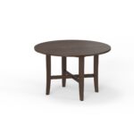 Round Farmhouse Dining Table Burnished Dark Oak Rubberwood Veneer 10 Round Farmhouse Dining Table Burnished Dark Oak Rubberwood Veneer