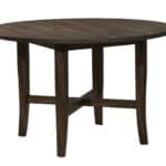 Round Farmhouse Dining Table Burnished Dark Oak Rubberwood Veneer 13 Round Farmhouse Dining Table Burnished Dark Oak Rubberwood Veneer