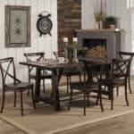 Burnished Dark Oak Rubberwood Farmhouse Trestle Dining Table 15 Burnished Dark Oak Rubberwood Farmhouse Trestle Dining Table
