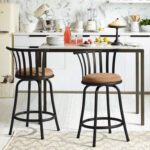 24" Brown and Black Swivel Low Back Bar Stools, Set of 2 10 24" Brown and Black Swivel Low Back Bar Stools, Set of 2