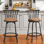 24" Brown and Black Swivel Low Back Bar Stools, Set of 2 7 24" Brown and Black Swivel Low Back Bar Stools, Set of 2