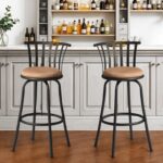 29" Brown and Black Swivel Bar Stools with Low Back, Set of 2 8 29" Brown and Black Swivel Bar Stools with Low Back, Set of 2