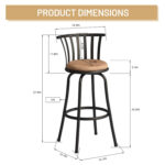 29" Brown and Black Swivel Bar Stools with Low Back, Set of 2 14 29" Brown and Black Swivel Bar Stools with Low Back, Set of 2