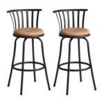 29" Brown and Black Swivel Bar Stools with Low Back, Set of 2 9 29" Brown and Black Swivel Bar Stools with Low Back, Set of 2