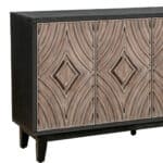 Distressed Charcoal and Brown Mid-Century Wood Sideboard with Storage 12 Distressed Charcoal and Brown Mid-Century Wood Sideboard with Storage