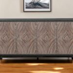 Distressed Charcoal and Brown Mid-Century Wood Sideboard with Storage 9 Distressed Charcoal and Brown Mid-Century Wood Sideboard with Storage