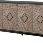 Distressed Charcoal and Brown Mid-Century Wood Sideboard with Storage 13 Distressed Charcoal and Brown Mid-Century Wood Sideboard with Storage