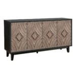 Distressed Charcoal and Brown Mid-Century Wood Sideboard with Storage 11 Distressed Charcoal and Brown Mid-Century Wood Sideboard with Storage