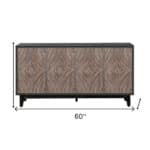 Distressed Charcoal and Brown Mid-Century Wood Sideboard with Storage 16 Distressed Charcoal and Brown Mid-Century Wood Sideboard with Storage