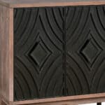 Distressed Brown and Charcoal Geometric Wood Sideboard with Storage 10 Distressed Brown and Charcoal Geometric Wood Sideboard with Storage