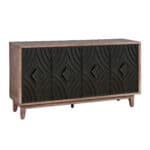 Distressed Brown and Charcoal Geometric Wood Sideboard with Storage 9 Distressed Brown and Charcoal Geometric Wood Sideboard with Storage
