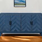 Blue Chevron Distressed Wood Sideboard with Adjustable Shelves 10 Blue Chevron Distressed Wood Sideboard with Adjustable Shelves