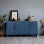 Blue Chevron Distressed Wood Sideboard with Adjustable Shelves 17 Blue Chevron Distressed Wood Sideboard with Adjustable Shelves