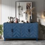 Blue Chevron Distressed Wood Sideboard with Adjustable Shelves 18 Blue Chevron Distressed Wood Sideboard with Adjustable Shelves