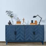 Blue Chevron Distressed Wood Sideboard with Adjustable Shelves 15 Blue Chevron Distressed Wood Sideboard with Adjustable Shelves