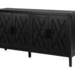 Black Distressed Four-Door Sideboard with Shelves and Storage 7 Black Distressed Four-Door Sideboard with Shelves and Storage