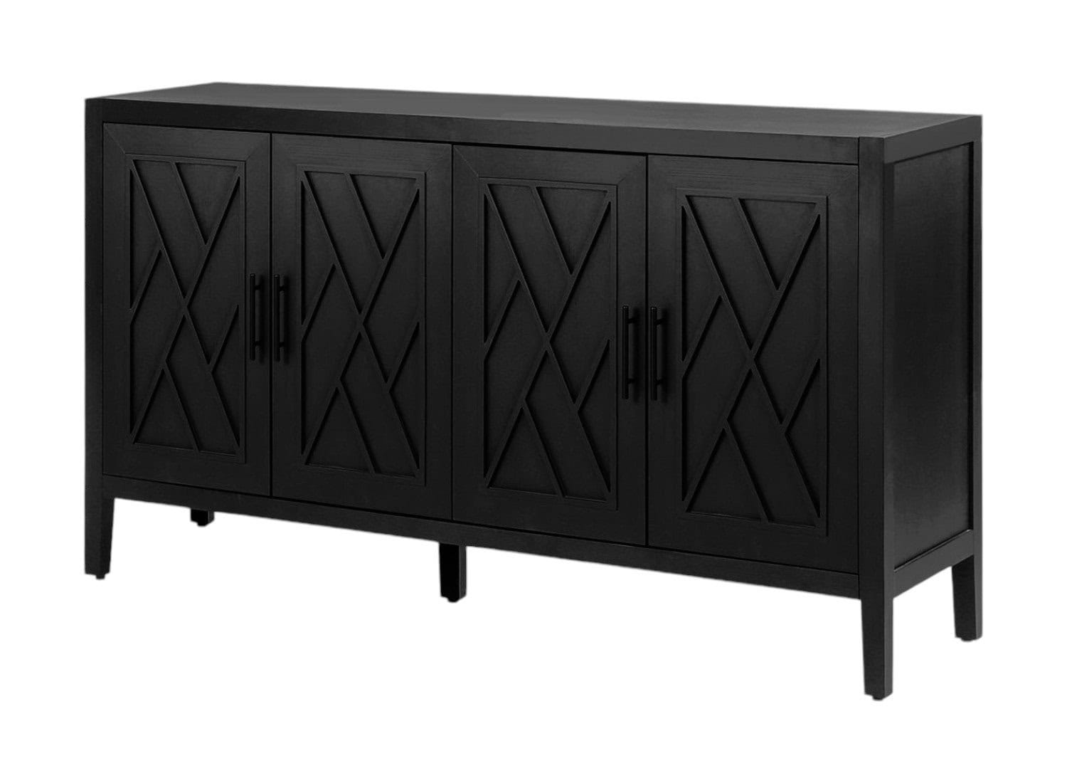 Black Distressed Four-Door Sideboard with Shelves and Storage 2 Black Distressed Four-Door Sideboard with Shelves and Storage - Image 2