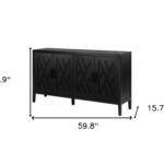 Black Distressed Four-Door Sideboard with Shelves and Storage 10 Black Distressed Four-Door Sideboard with Shelves and Storage