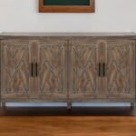 Distressed Geometric Carved Sideboard with Four Doors and Shelves 10 Distressed Geometric Carved Sideboard with Four Doors and Shelves