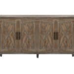 Distressed Geometric Carved Sideboard with Four Doors and Shelves 11 Distressed Geometric Carved Sideboard with Four Doors and Shelves