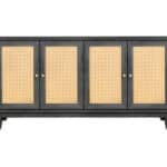 Charcoal and Natural Wood Rattan Sideboard with Four Doors 12 Charcoal and Natural Wood Rattan Sideboard with Four Doors