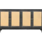 Charcoal and Natural Wood Rattan Sideboard with Four Doors 10 Charcoal and Natural Wood Rattan Sideboard with Four Doors